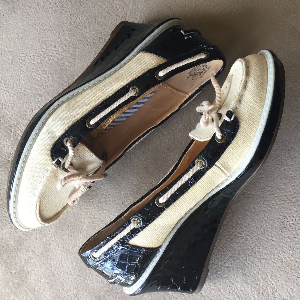 Sperry TopSiders Canvas Boat Shoes Heels